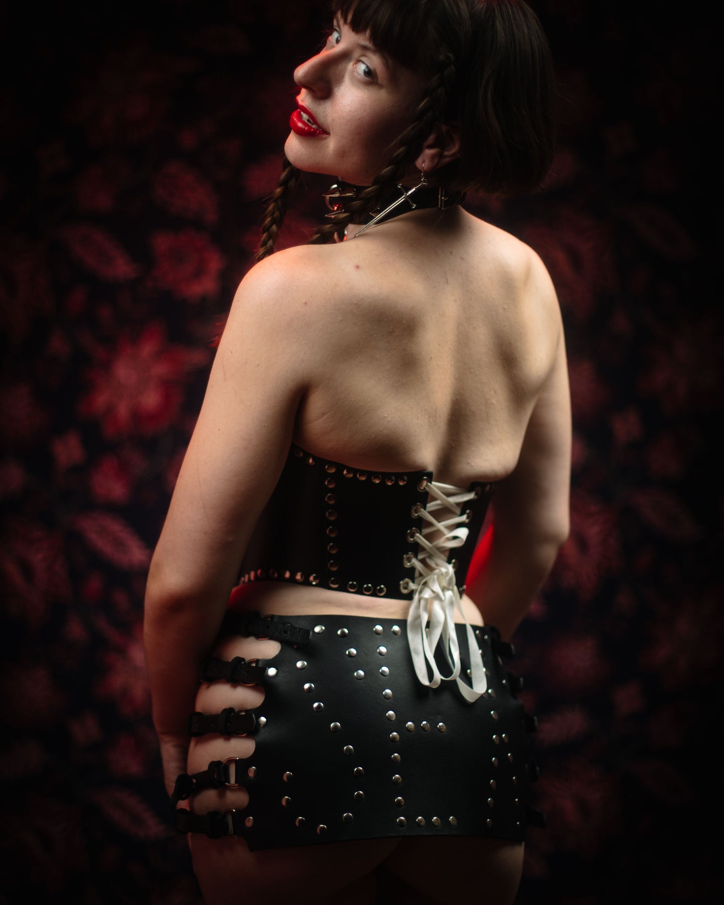 Studded plunge corset