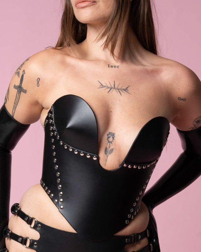 Studded plunge corset