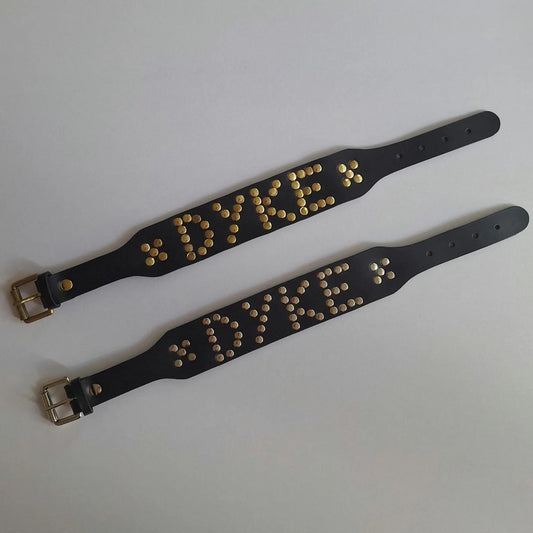 Leather studded dyke collar